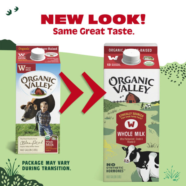 Organic Valley, Organic Whole Milk, Ultra Pasteurized, Half Gallon, 64 oz - Image 2
