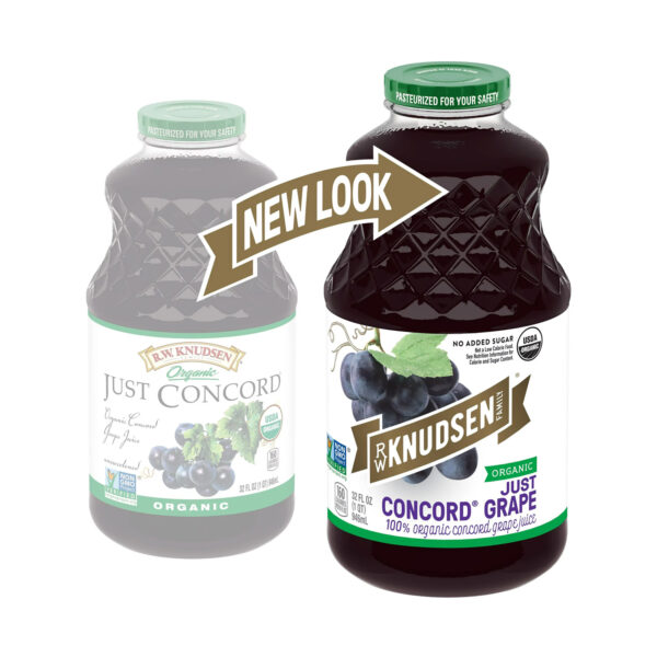 R.W. Knudsen Family Organic Just Concord Grape Juice, 100% Juice, 32 oz, Glass Bottle - Image 2