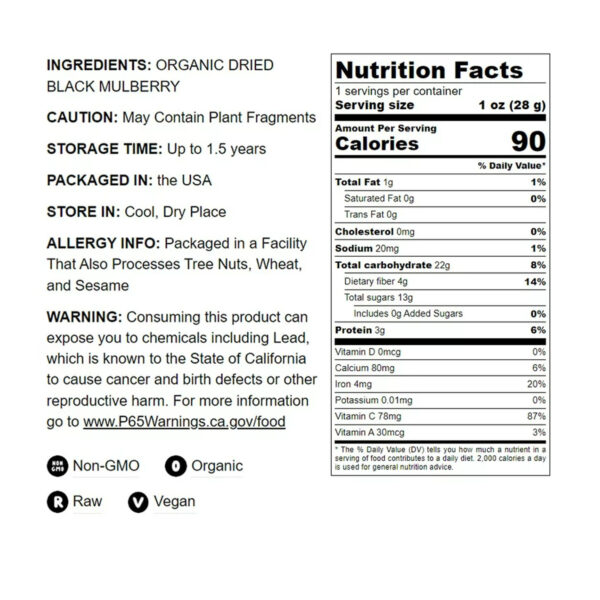 Organic Black Mulberries, 2 Pounds — Non-GMO, Raw, Vegan — by Food to Live - Image 4
