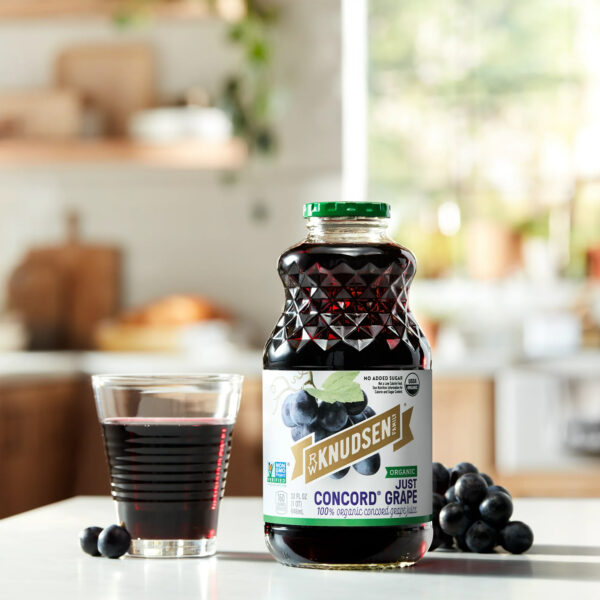 R.W. Knudsen Family Organic Just Concord Grape Juice, 100% Juice, 32 oz, Glass Bottle - Image 4