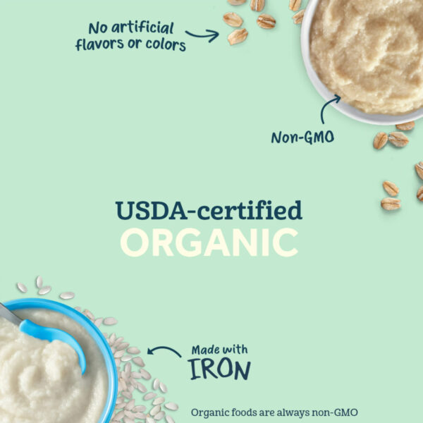 Gerber 2nd Foods Organic for Baby Grain & Grow Oatmeal Baby Cereal, Banana, 8 oz Canister - Image 4